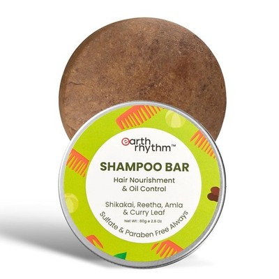 Earth Rhythm Shikakai Shampoo Bar for Hairfall Sulphate & Paraben Free 80gm