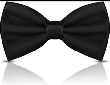 Black Pre Tied Polyester Satin 2 Bow Tie Adjustable Neck BowTie