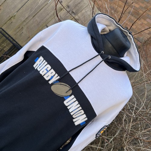 Vintage 80s 90s Nike Rugby Union Colorblock Spell Out Hoodie Hoody Embroidered L - Picture 1 of 19