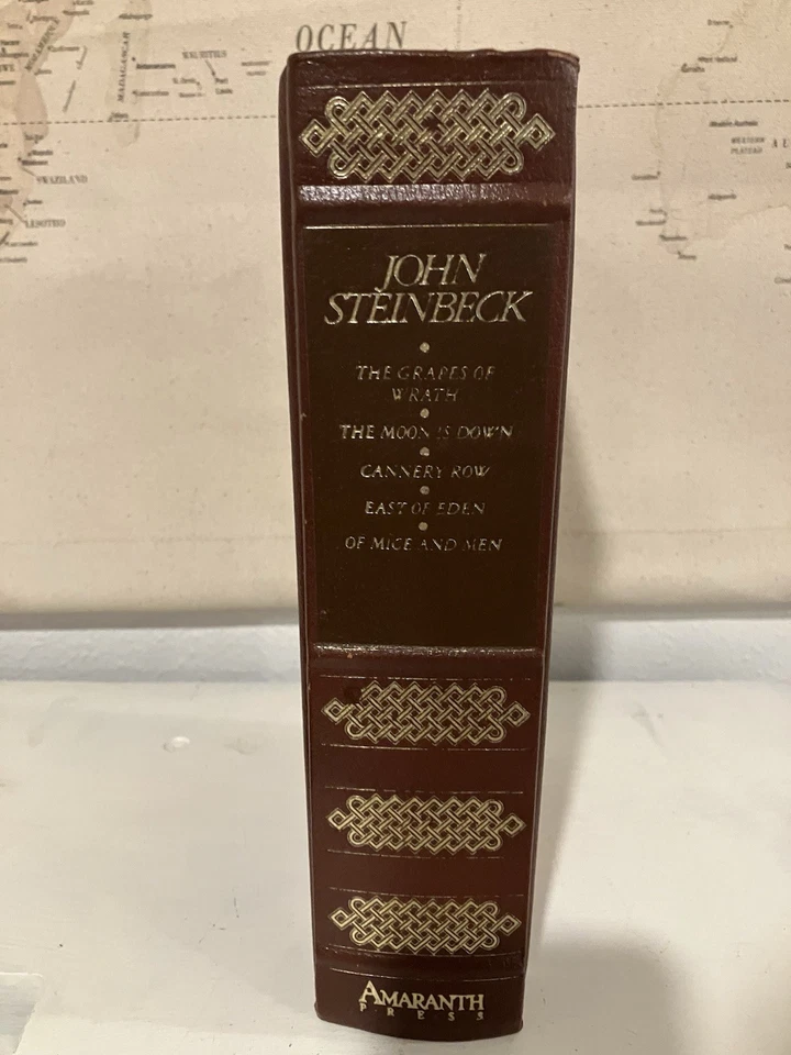 John Steinbeck Five Books In One Amaranth Press 1986 Leather Gold-leaf-type HC Foto 3 de 4