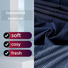 Mens navy polyester check 2-piece suit, size R easily suitable various occasions
