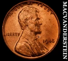 1945 Lincoln Wheat Cent - Red Choice Gem Brilliant Unc  No Reserve  #K1506