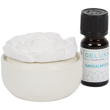Aroma Diffuser Deluxa Ceramic 10ml Scented Oil Elegant Floral Design White
