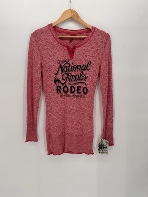 New Pro Rodeo Gear Women's Long Sleeve Shirt Red Waffle  L National Finals 2013