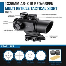 Barska 1x35mm Tactical Red Green Muti Reticle Dot Scope Weaver Mount AC12176