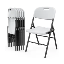 VINGLI Folding Chairs, Heavy Duty Foldable Chair Portable HDPE Plastic Seat w...