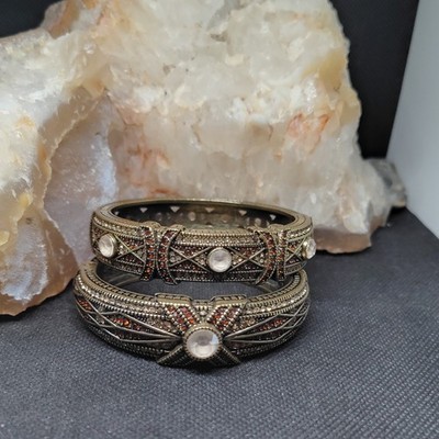HEIDI DAUS ''Tapered X Stackable'' (Lt. Colorado Topaz/2-PC.) Size M/L Bangle Set