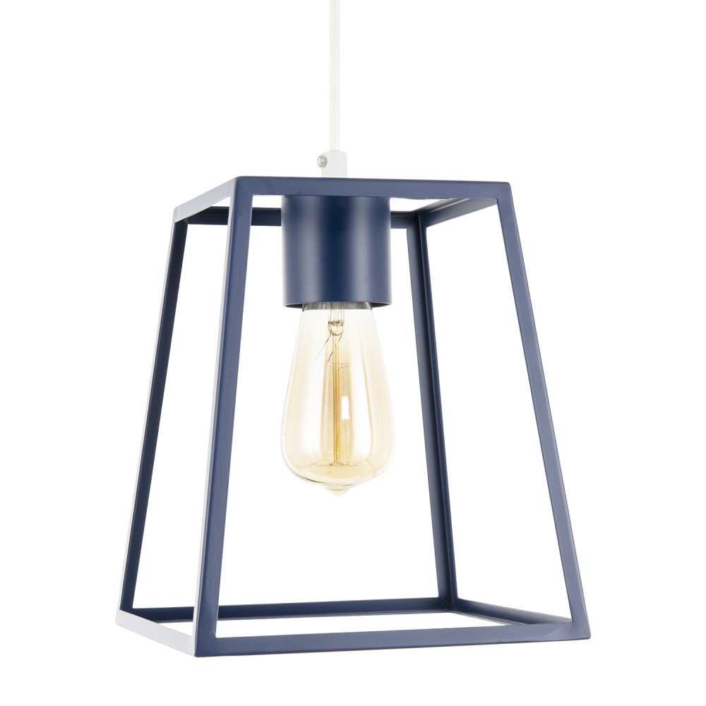 Industrial Lantern Lamp Shade in Navy Blue with Square Top and Bottom by Happ...