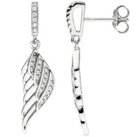 OhrhäNger Ohrringe Ohrstecker FlüGel EngelsflüGel Mit WeißEn Zirkonia 925 Silber