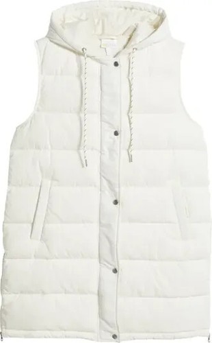 NEU Zella lange gefütterte Weste mit Kapuze in weiß Gr. L #SJ552 - Bild 2 von 9