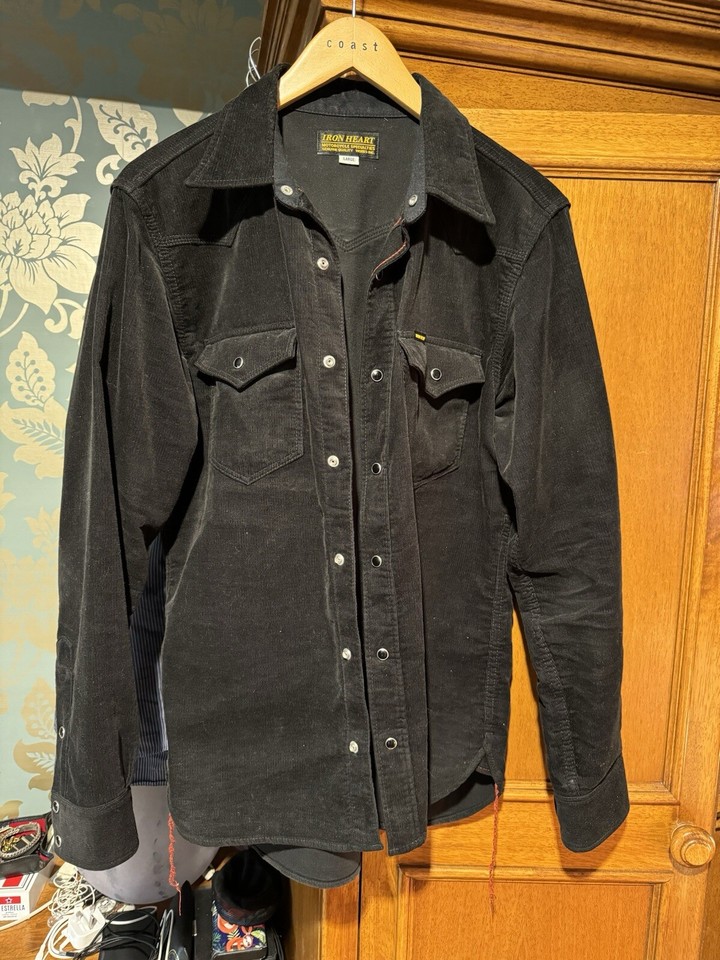 iron heart Black Needle Cord western shirt Size Large, Great Condition. eBay