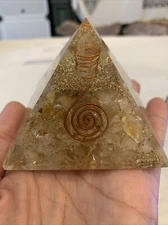 Golden Healer Orgone Pyramid 3in LG 75mm for Powerful EMF & 5G Protection