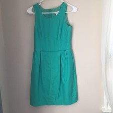 J.Crew Dress POCKETS Women's Green Cotton Short Knee Length Sleeveless Sz 00