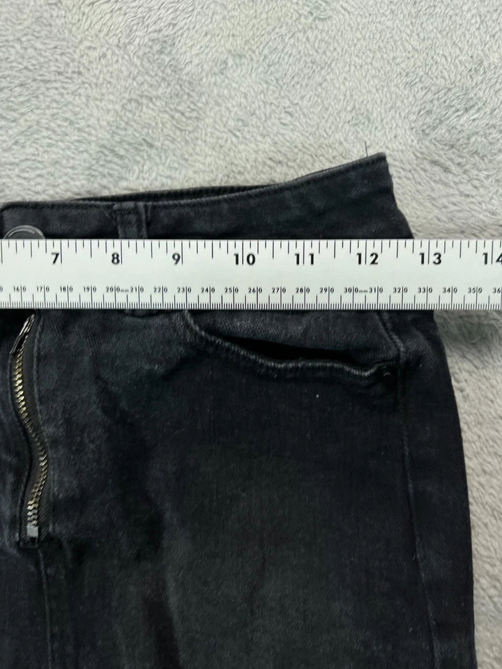 Mujeres Pequeñas 25 Faldas Denim Mini Negro Flecos GB Negro Jean Corto Fiesta Distres Foto 2 de 4