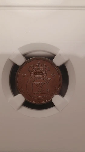 1913 VBP GJ  Denmark 1 Ore  NGC MS63 BN  Smooth Chocolate Brown Piece     1231