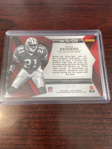 2015 Spectra Deion Sanders Auto/25 Autogramm Falken auf Karte - Bild 2 von 2