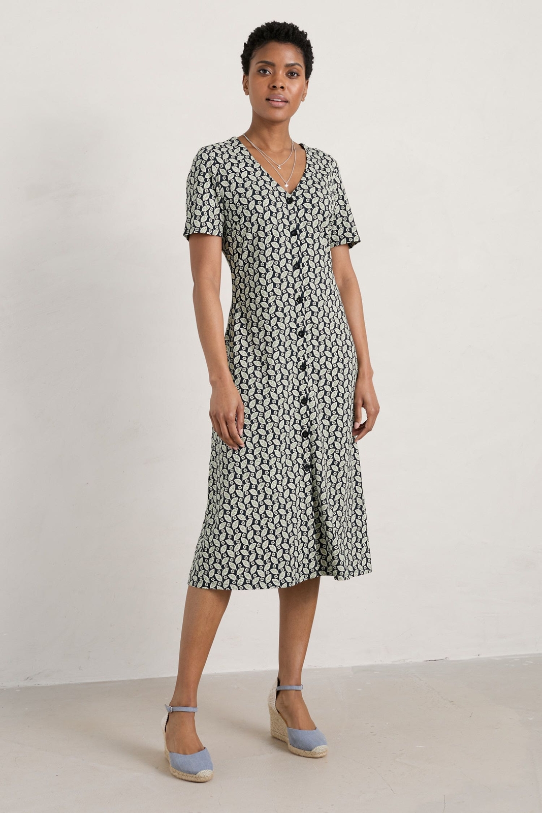 Seasalt Women's Dress navy Lilian Tea Dress Regular Climbing Leaf Maritime eBay