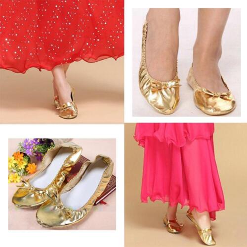 Gold Ballet Shoes Dance Slipper Yoga Belly Dance Flat Shoes for Women - Afbeelding 1 van 16