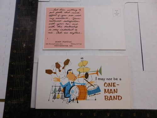 1960'S PONTIAC POST CARD  SALESMAN CARD  #4