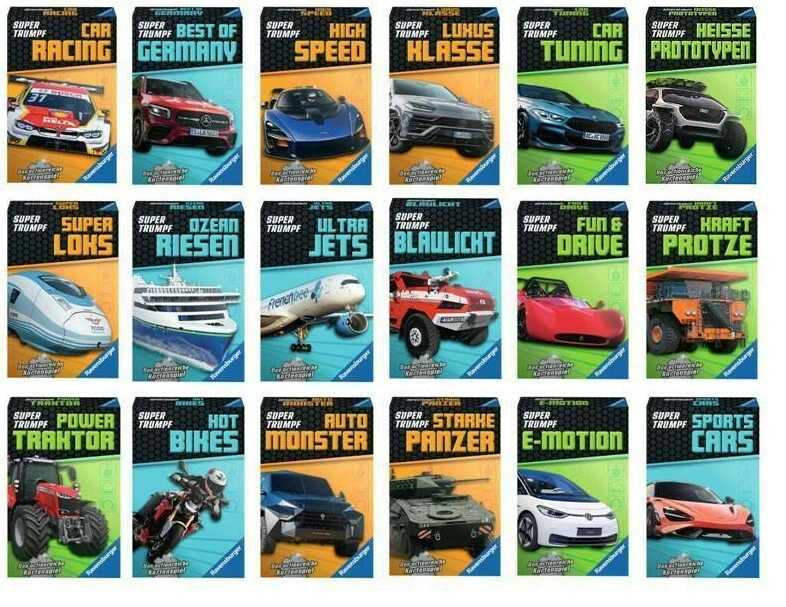 Ravensburger Kartenspiel, Supertrumpf, verschiedene Quartett und Trumpf-Spiele