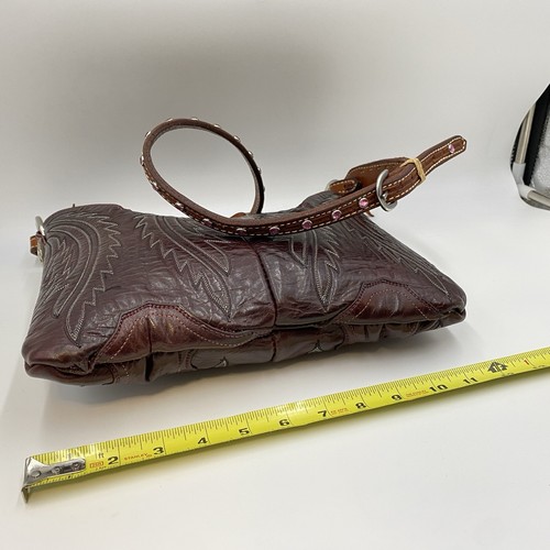 Stivali da cowboy in pelle Justin borsa a tracolla riciclata borsa rosa Bling vino lavorato - Foto 16 di 18