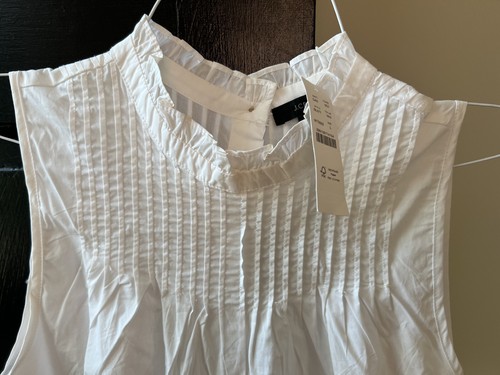 J.Crew Pintuck Cotton Poplin Top Sleeveless Shirt, White BL077, Size Large NEW - Picture 3 of 14