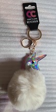 UNICORN Soft Puff Ball Key Chain Purse Charm Dangler Hangbag POM POM New