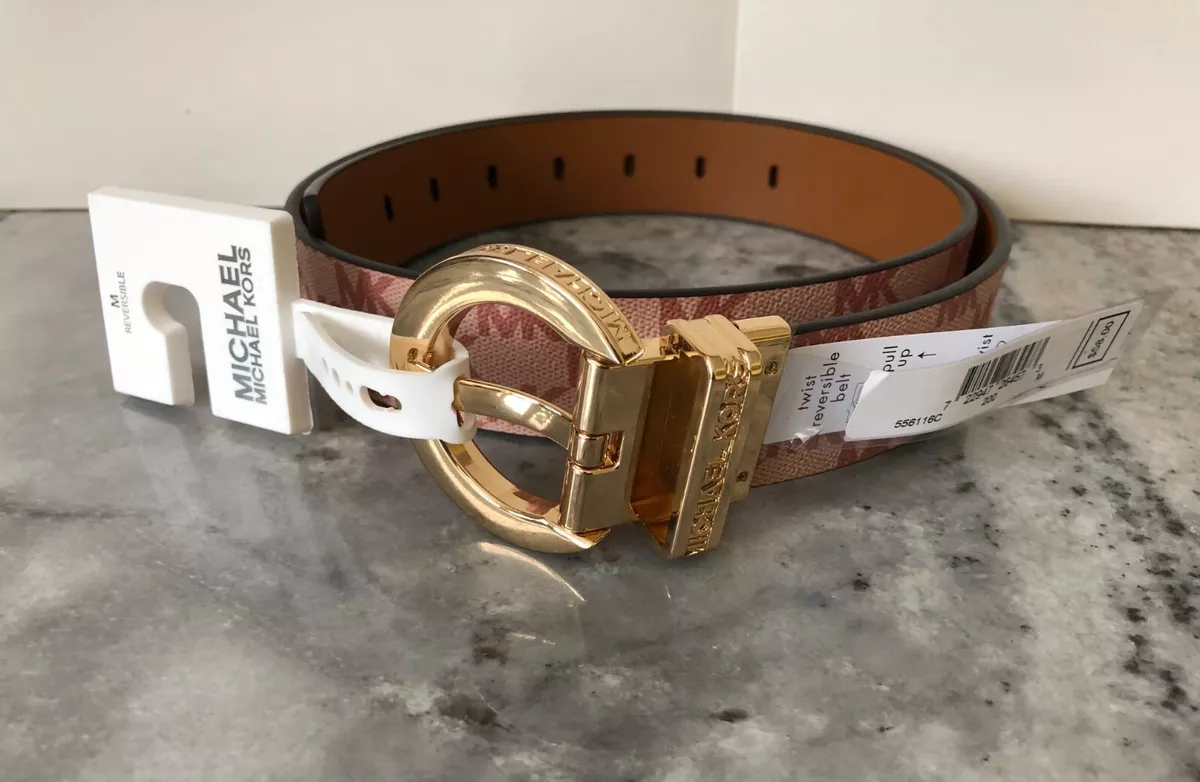 NWT Michael Kors Women's MK Logo Twist Reversible Waist Belt Size M