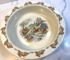 Easter Bunnykins Royal Doulton Child  s Bowl England Picnic 1984 Fine Bone China