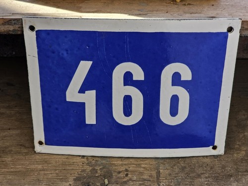 Genuine vintage enamel porcelain house number 466 street House sign #466 - 第 1/2 張圖片