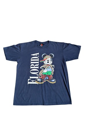 Disney Vintage Y2K Mickey Unlimited T-Shirt Blau Florida Large Made In USA