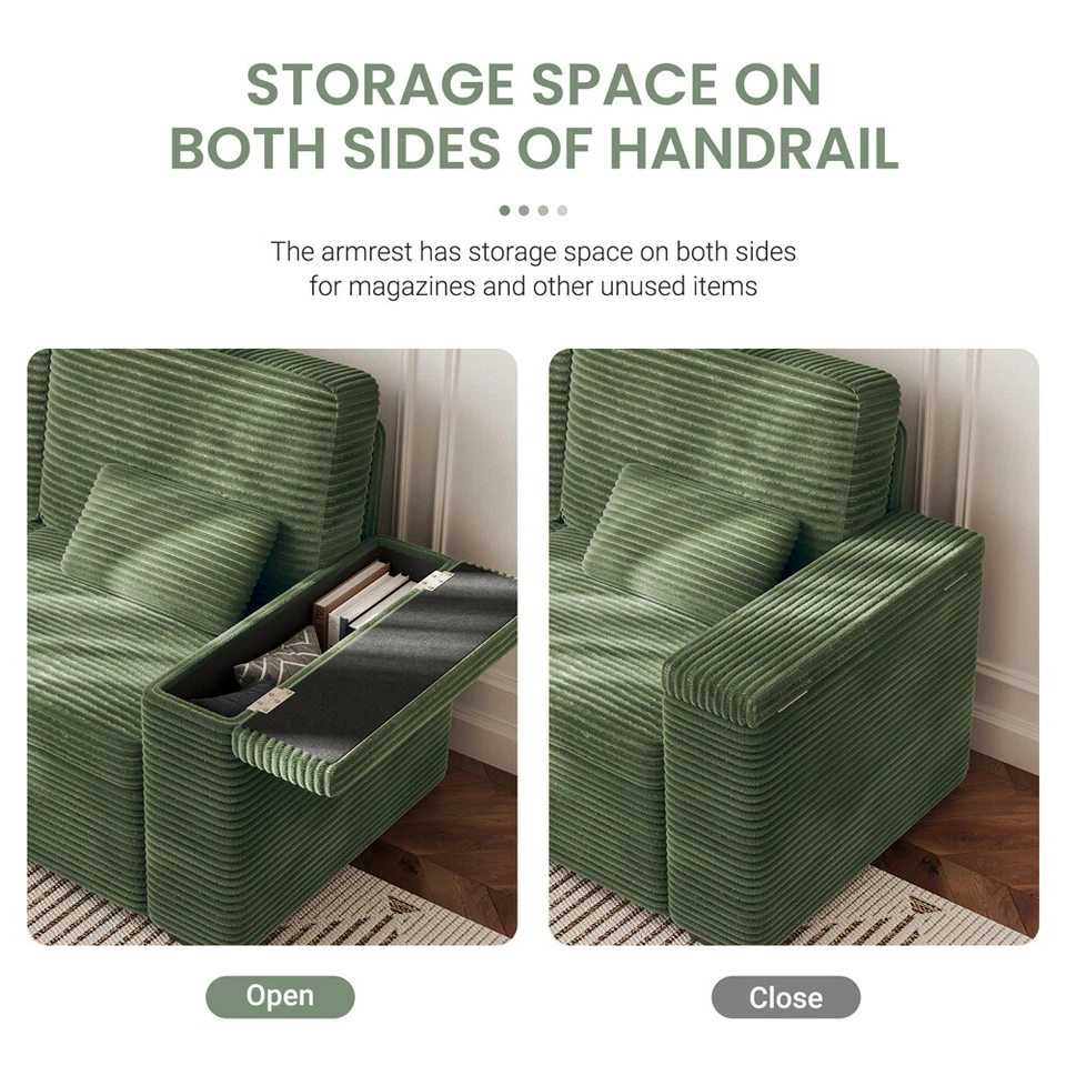 Modernen Zweisitzer-Sofa Polstersofa Cordstoff Breite Armlehnen mit Stauraum - Bild 4 von 4