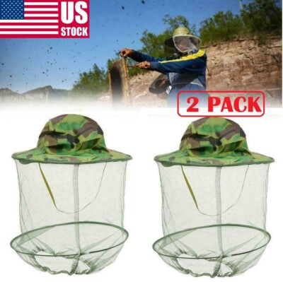 2Pcs Beekeeping Hat  Face Head Protector Cap Protection Mosquito Bee Net Veil US
