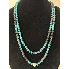 Riah Fashion Lava and Turquoise Color Beaded 55 Inch Necklace NEW