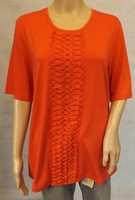 ★ Ulla Popken ★ 42+ 42/44 ~ T-Shirt Shirt Kurzarm ~ Rot M. Verzierung ~ Neu