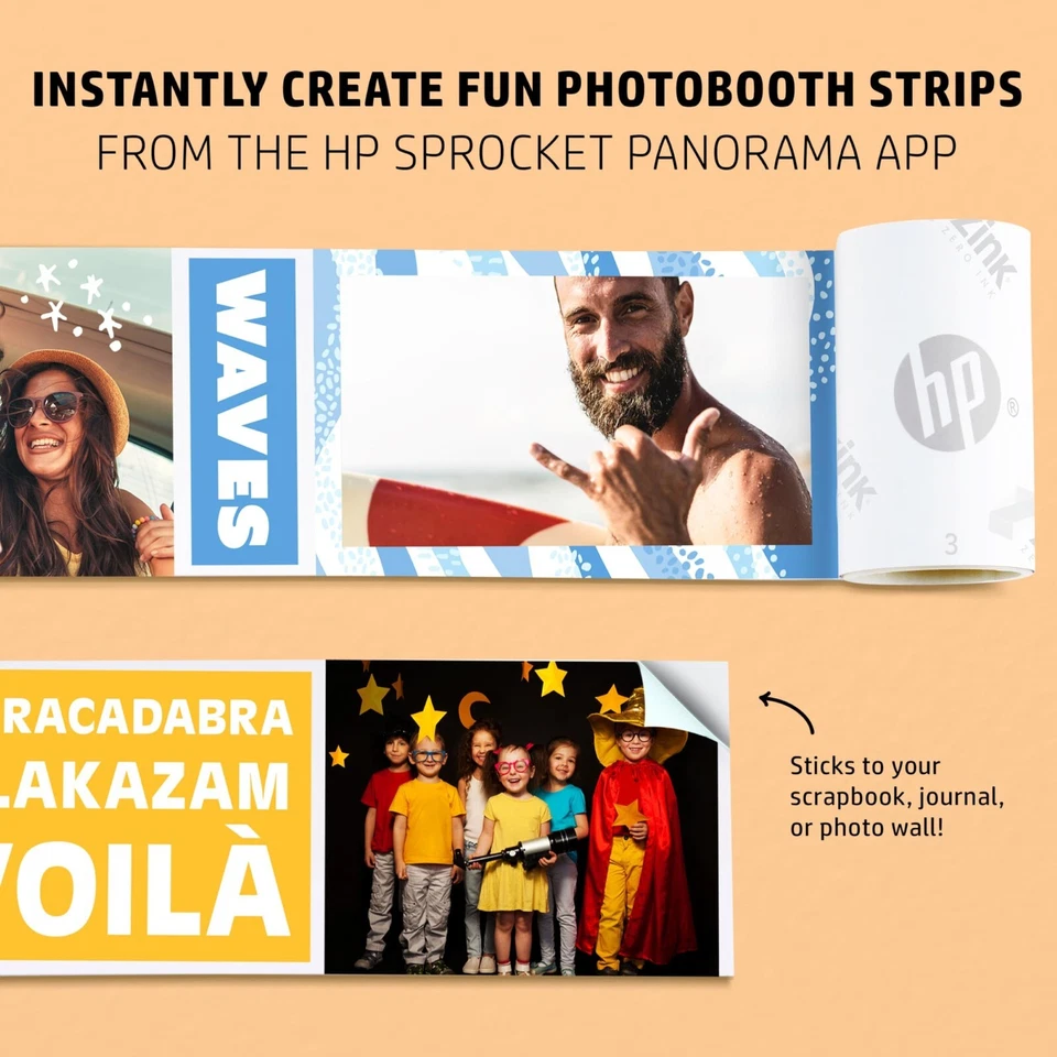 HP Sprocket Panorama Instant Portable Color Printer (Rose) 2” x .5”- 9” Zink - Image 3 of 4
