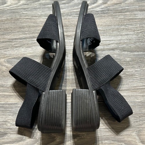 Mootsie Tootsie SZ 9 Black Elastic Strap Sandals Comfortable Block Heel Shoes Y2 - Picture 6 of 8