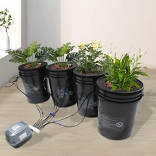 4-Bucket 5-Gallon Hydroponic Grow System with Drip Kit and Air Pump