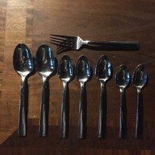 7 Big Spoons 1 Big Fork Mixed Lot Oneida Flatware Stainless VTG