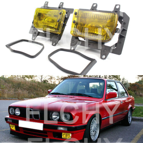 2Pcs Fog Lamp Light  Crystal Yellow Lens For BMW E30 3 Series 1984 - 1990 - Picture 1 of 6