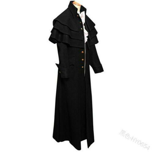Medieval Men's Mid Long Jacket Coat Retro Gothic Victorian Fashion Cosplay Hot - Picture 11 of 29