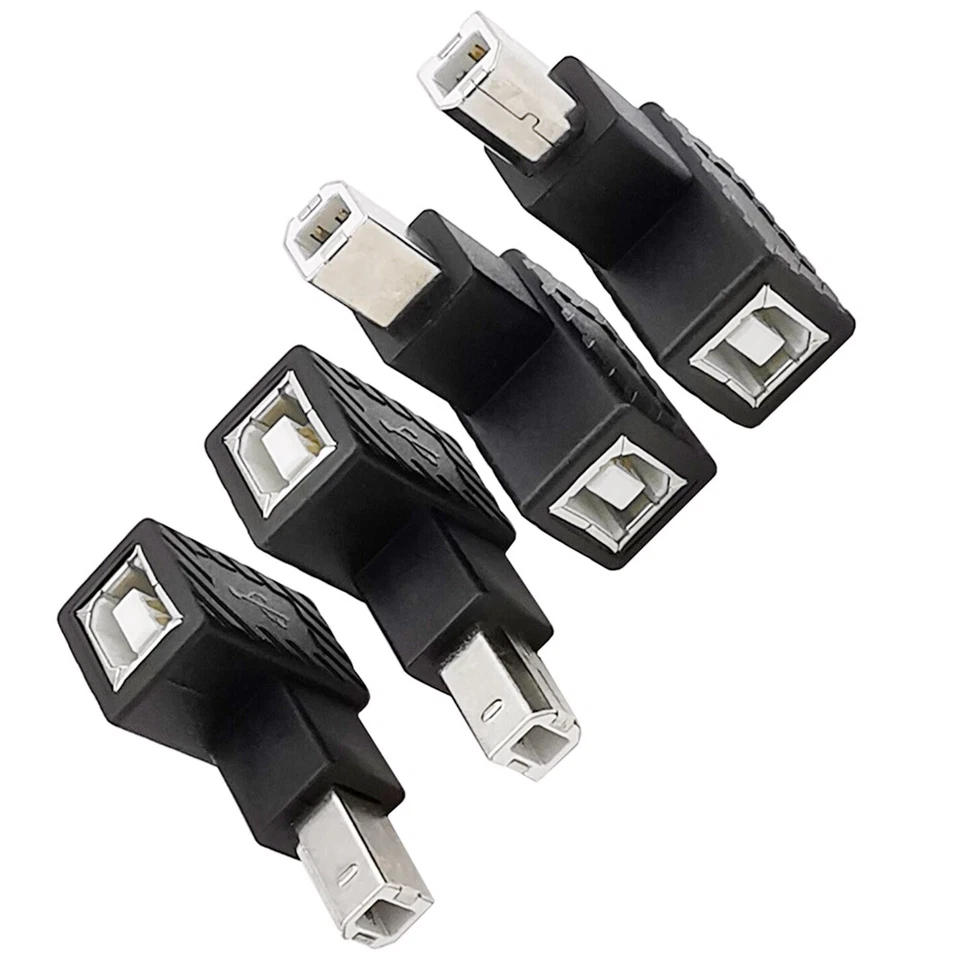 Angle 90°USB 2.0 Type B Male to USB B Female Adapter Printer Scanner Converter - Image 2 of 4