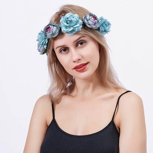 Flower Headband Head Garland Hairband Crown Wreath Festival Wedding Boho Hippy - Picture 8 of 20