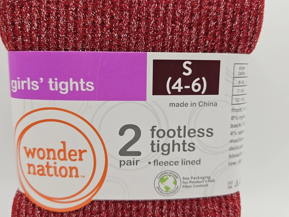 Nuevo paquete de 2 medias pequeñas 4-6 forradas de lana sin pies rojo brillante y marfil para niñas Foto 4 de 4