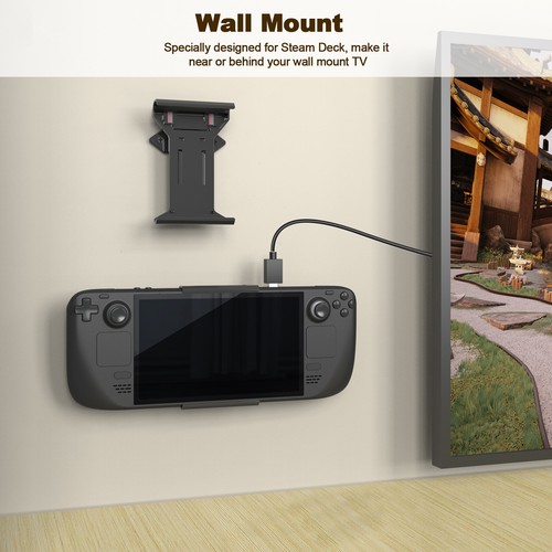 Foldable Console Desktop Stand Mount Wall-Mounted Storage Bracket For Steam Deck - Picture 7 of 13