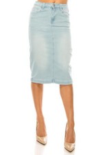 Women's Juniors/Plus Size Calf - Length Stretch Denim Pencil Skirt