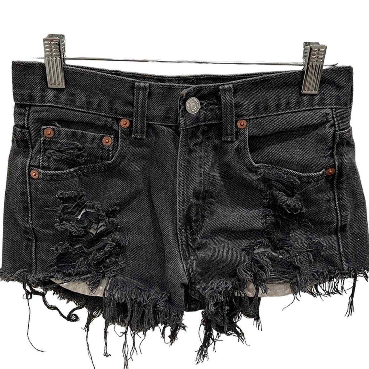 LEVI'S 550 Distressed Relaxed Fit Jean Shorts SZ 25 Black | eBay