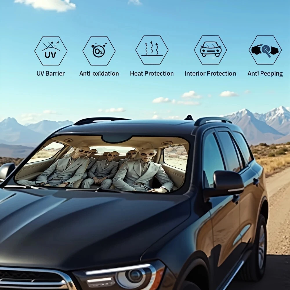 Alien Car Sunshade - Foldable UV Ray Blocker for Animals