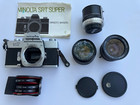 Minolta Sr-T Super 35mm Slr film camera with 50mm f/1.4 and 28mm f/2.8 lenses
