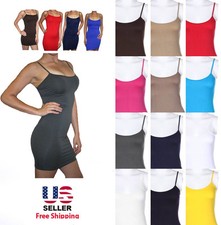 Seamless Extra Long Solid Tunic Mini Dress Camisole Cami Tank Top